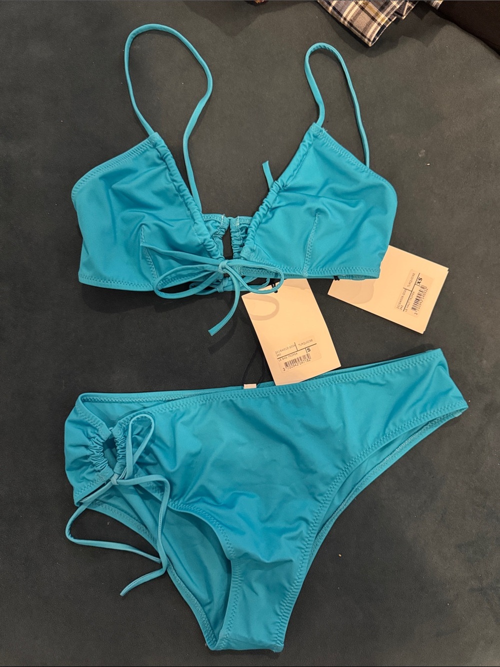 JACQUEMUS turquoise adjustable bikini set
